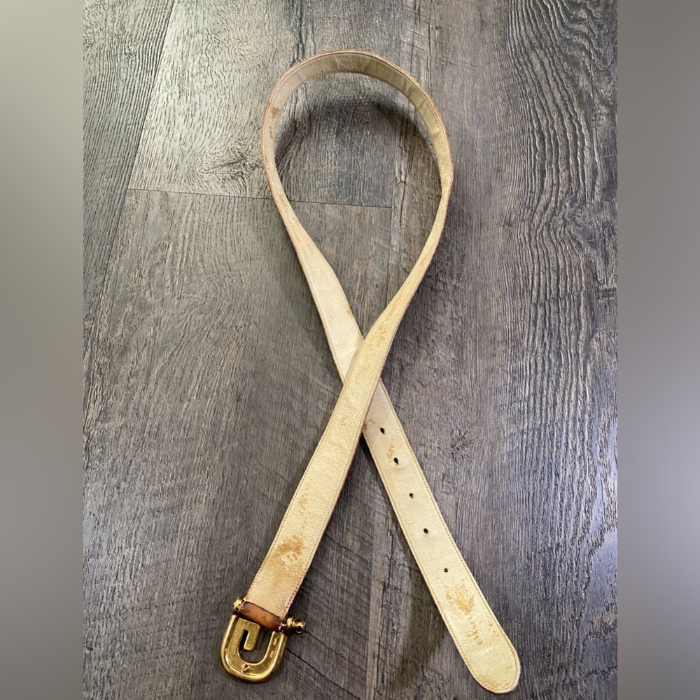 GUCCI Leather Golden Single G Vintage Brown Belt - Picture 6 of 9